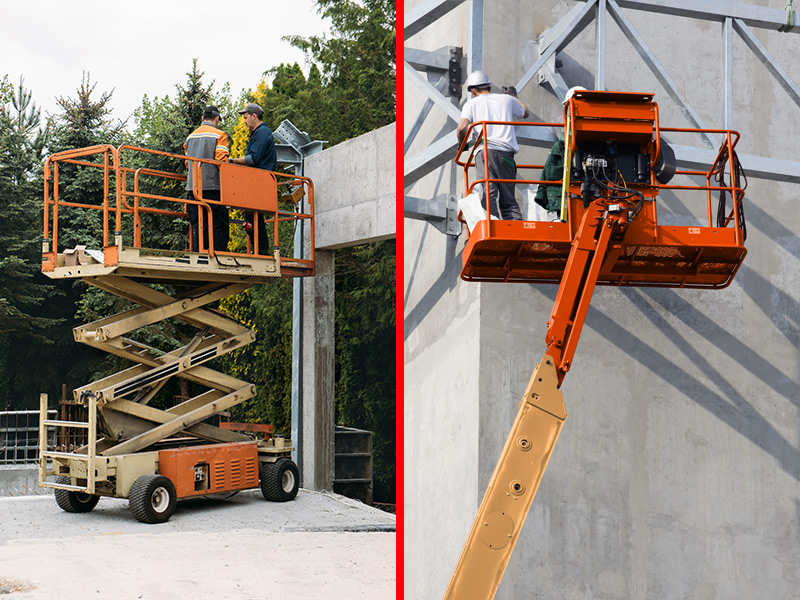 Plataforma elevatória Tesoura vs. Plataforma elevatória Articulada: como escolher a certa para sua obra?